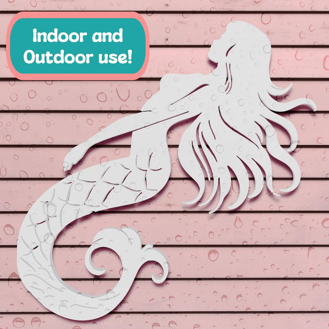 Outdoor Mermaid Wall Art – Weatherproof PVC Coastal Sign, Beach House, Pool & Ocean Decor