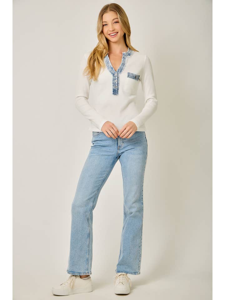 Denim Trim Henley