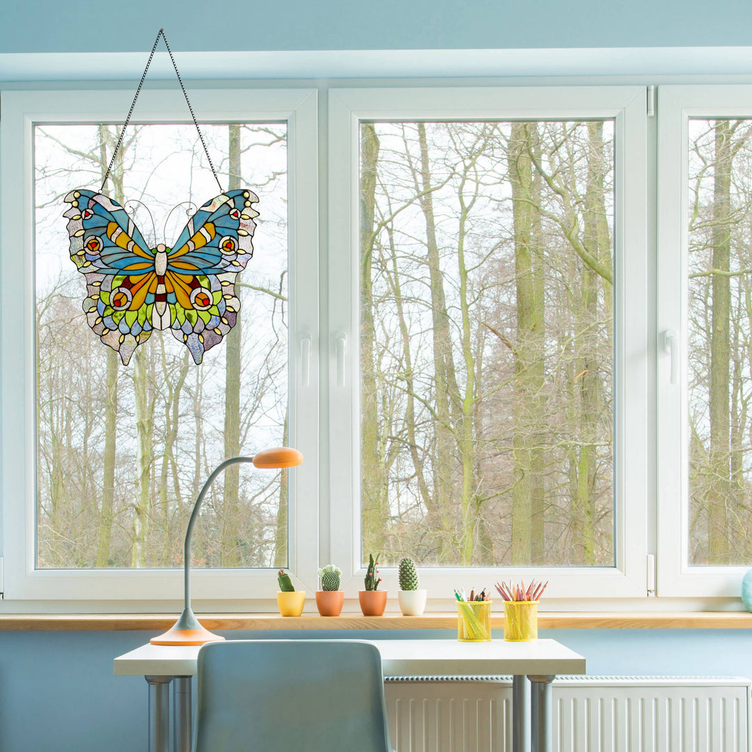 Luisa Butterfly Stained Glass Panel