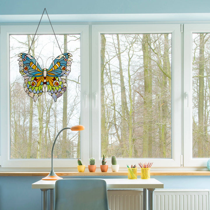 Luisa Butterfly Stained Glass Panel