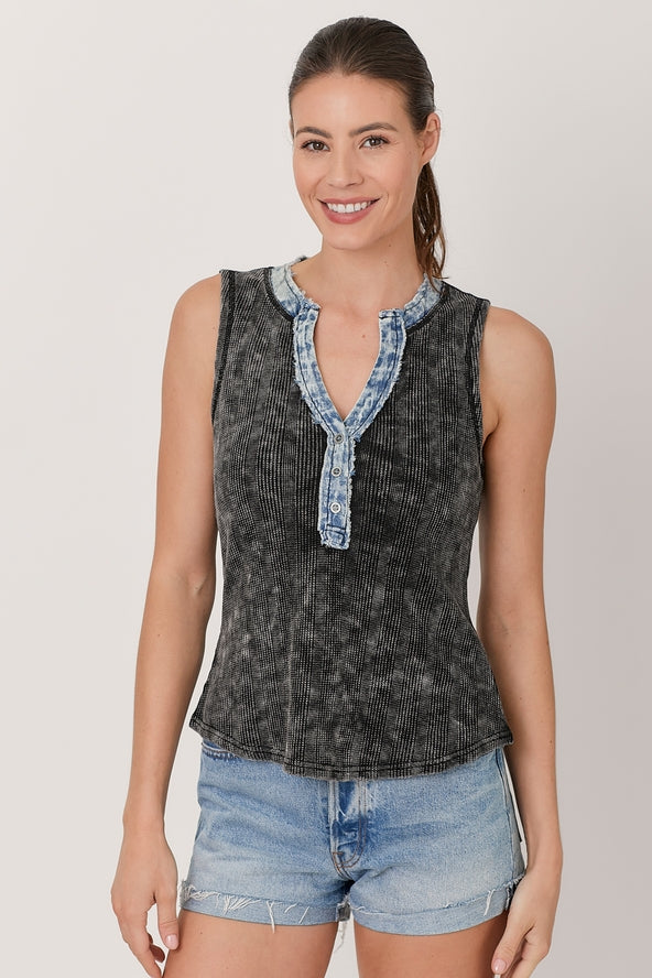 Mystree Sleeveless Henley