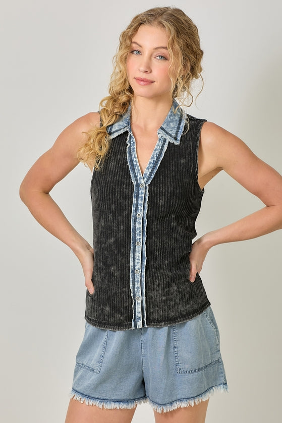 Washed Thermal Sleeveless Top