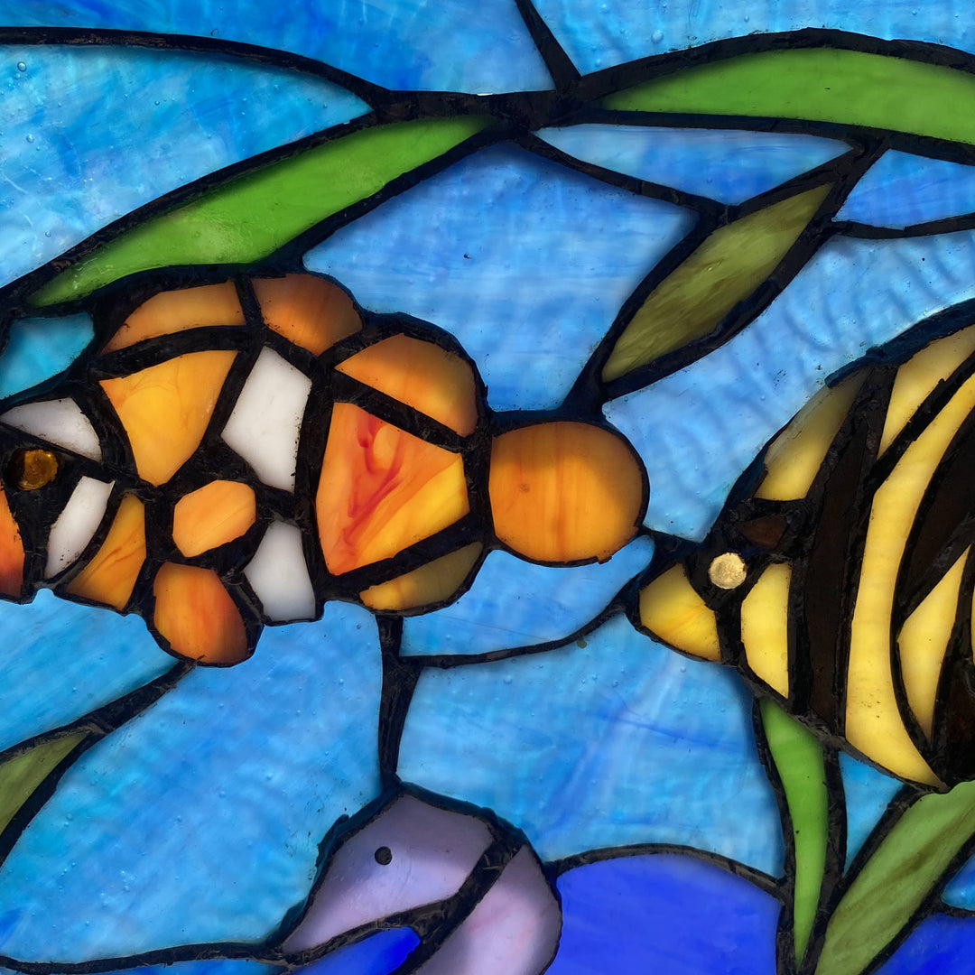 Blue Ocean Stained Glass Panel