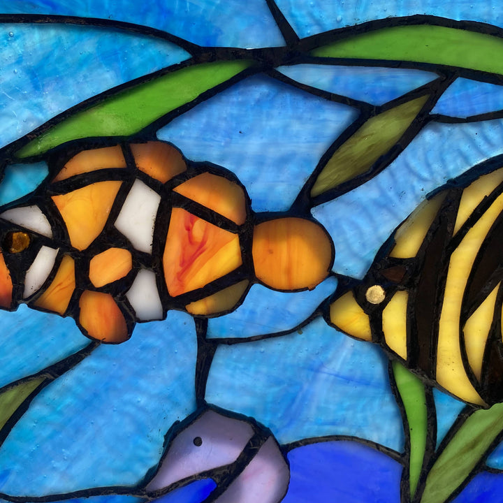 Blue Ocean Stained Glass Panel