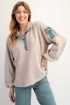 Easel Ribbed Top with Floral Trim