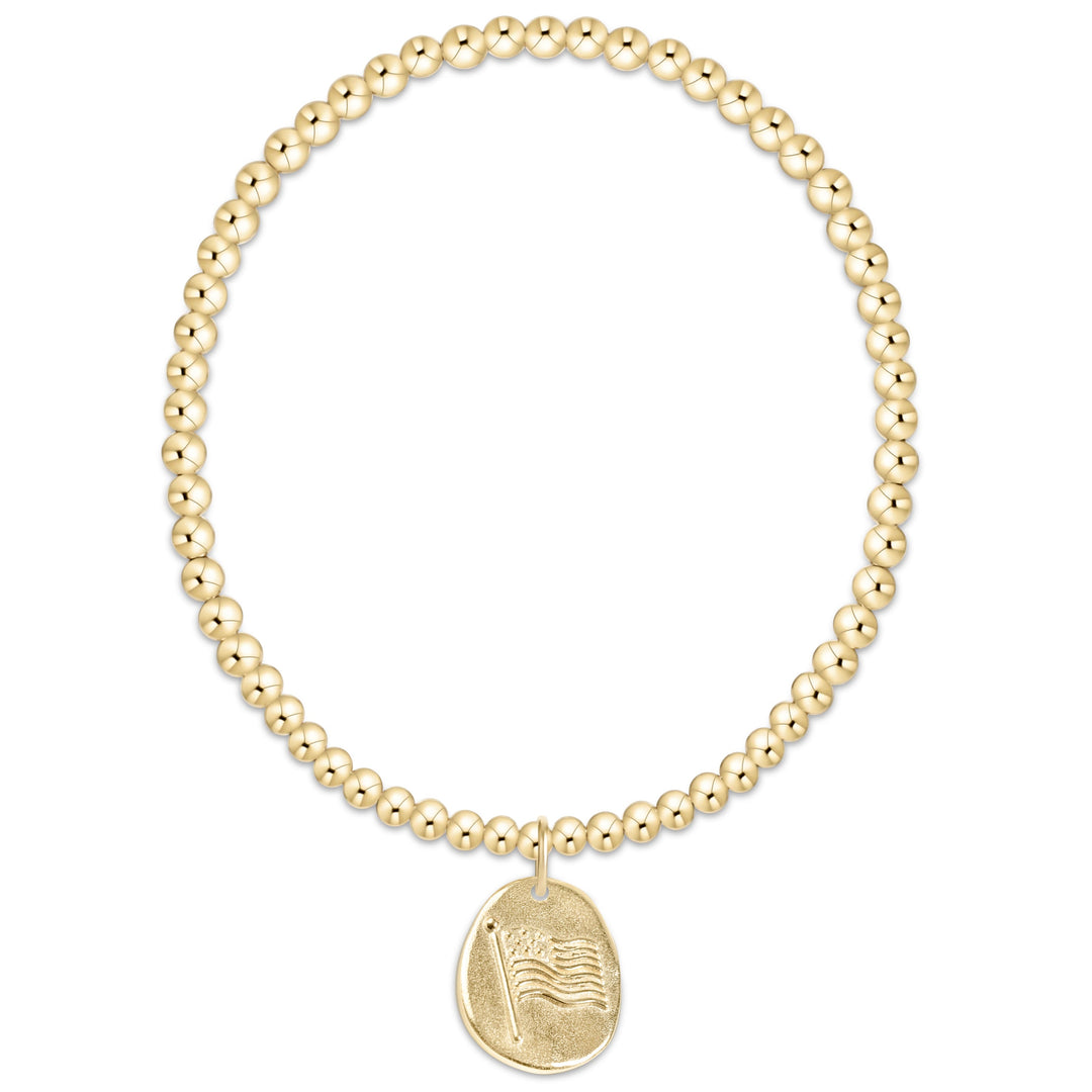 E Newton Gold 3mm Bracelet with Inspire America Gold Disc Charm