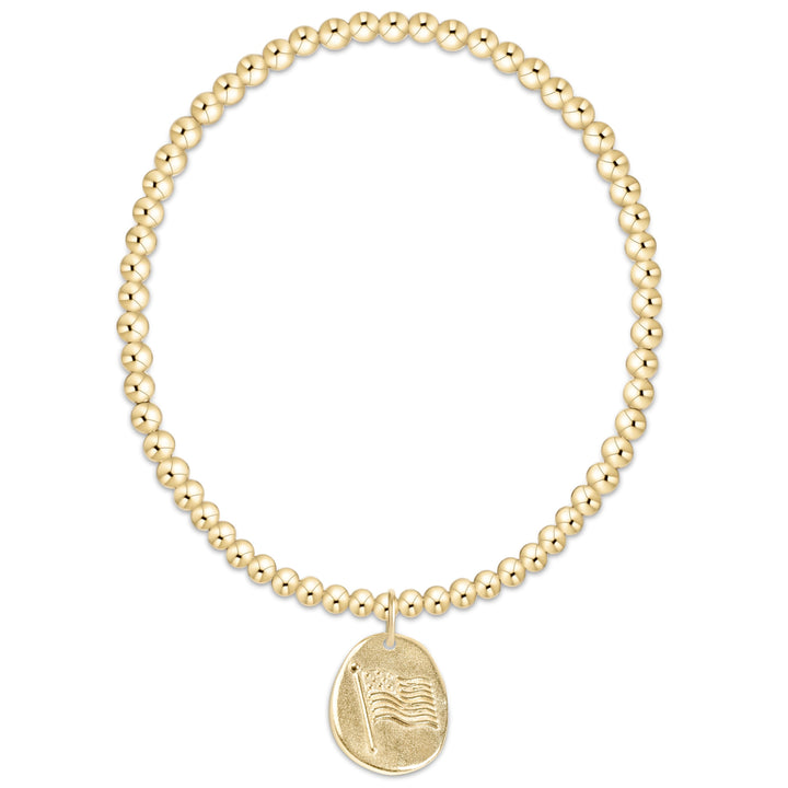 E Newton Gold 3mm Bracelet with Inspire America Gold Disc Charm