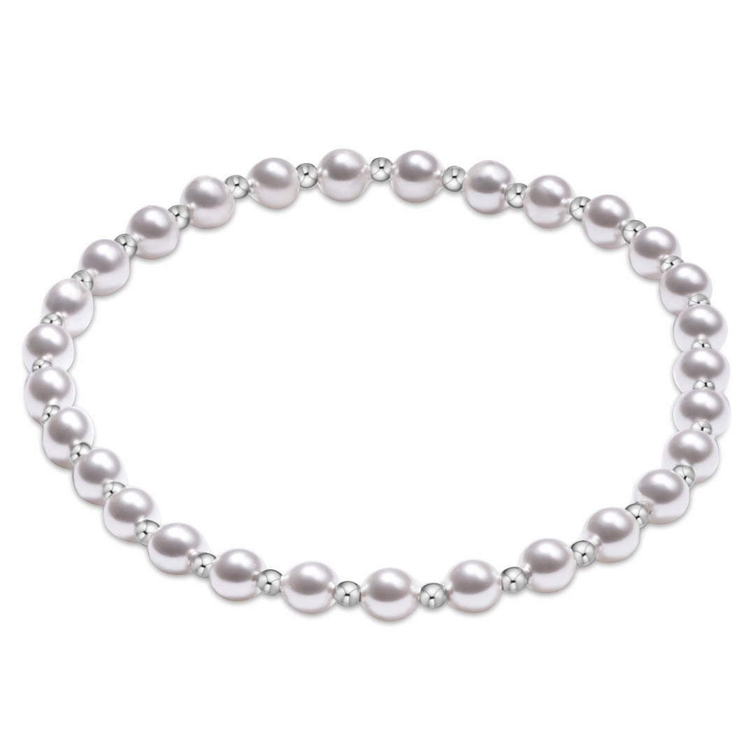 E Newton Grateful Pattern Sterling 4mm Bead Bracelet Pearl