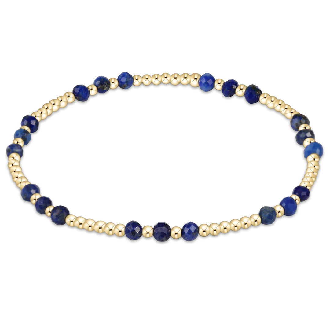 E Newton Gemstone Gold Joy Pattern 3mm Bead Bracelet Lapis