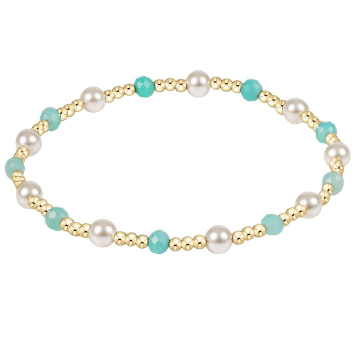 E Newton Pearl Sincerity Pattern 4mm Bead Bracelet Amazonite