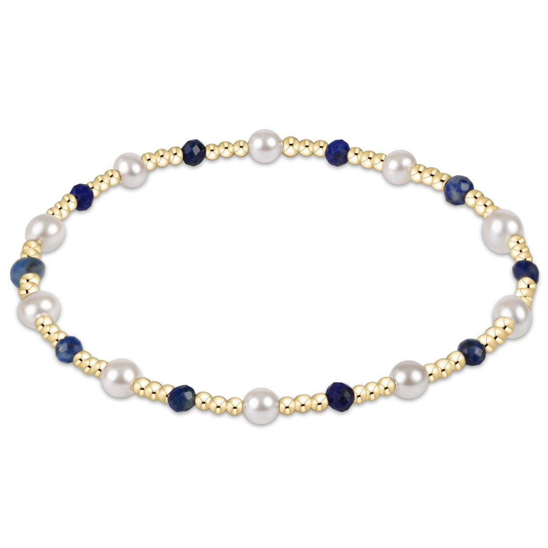 E Newton Pearl Sincerity Pattern 4mm Bead Bracelet Lapis