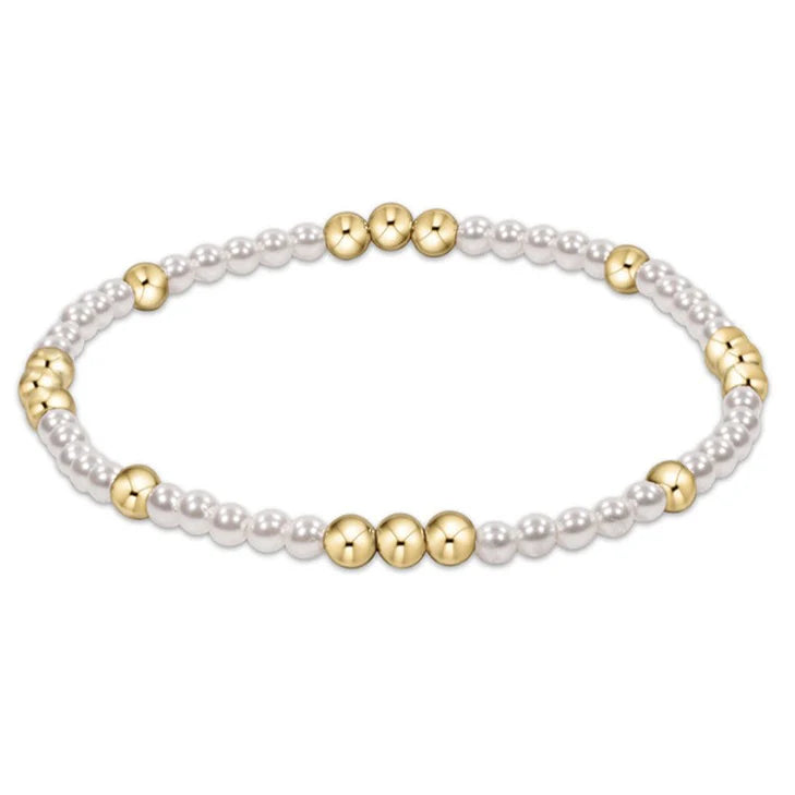 E Newton Worthy Pattern 3mm Bead Bracelet Pearl