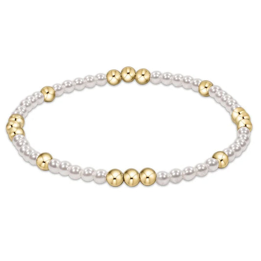 E Newton Worthy Pattern 3mm Bead Bracelet Pearl