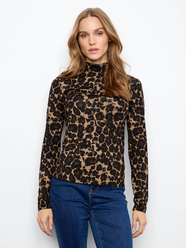 Charlie B Leopard Mock Neck Top