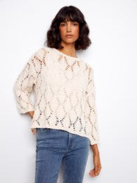 Charlie B Crochet Crew Neck Sweater
