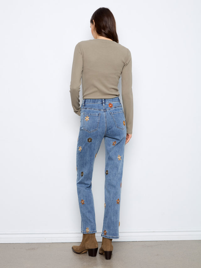 Charlie B Embroidered Straight Jeans
