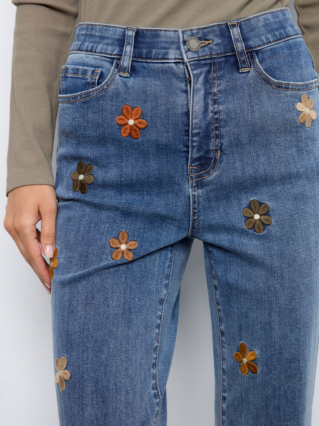 Charlie B Embroidered Straight Jeans