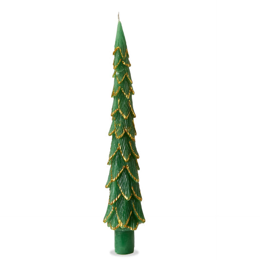 Gilded Pine Tree Taper Candle Set