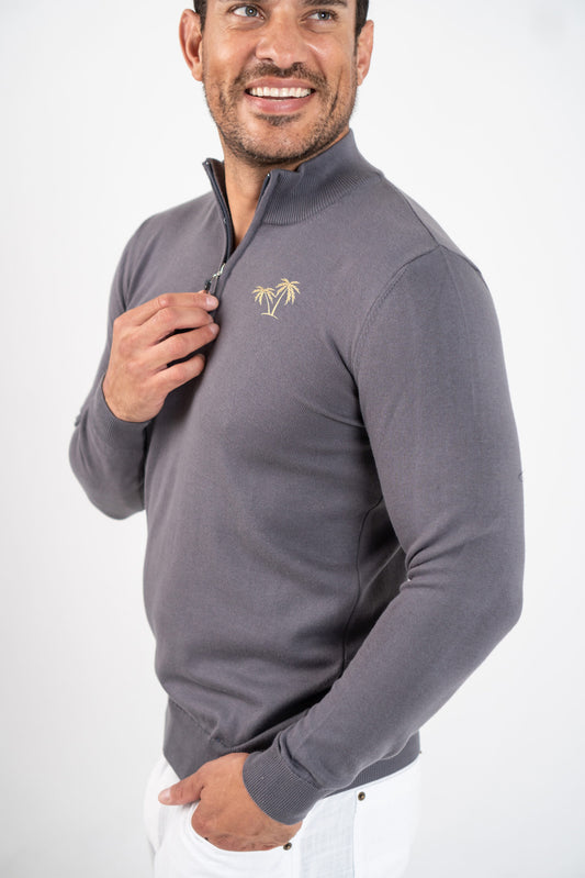 Men's 1/4 zip pullover cotton sweater