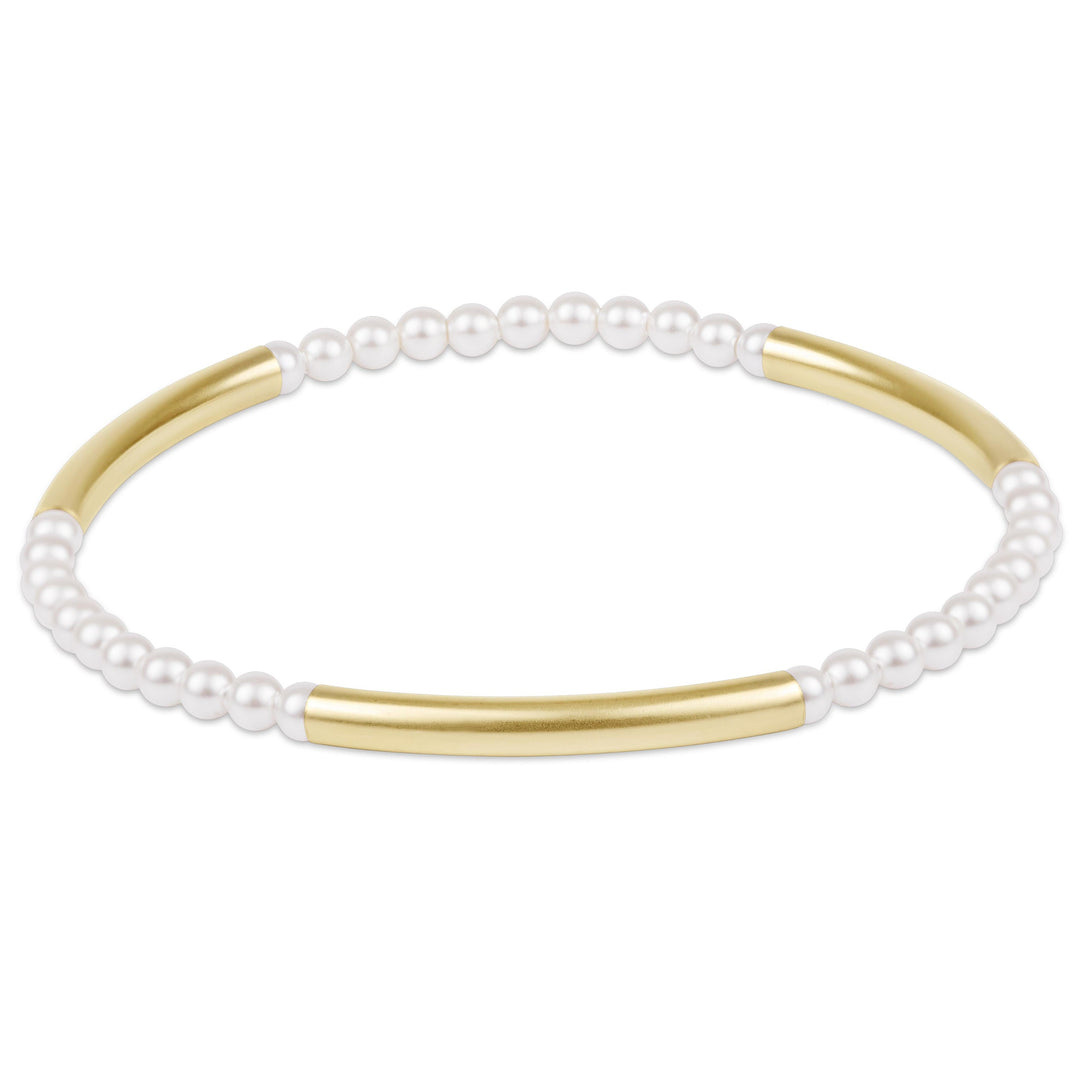 E Newton Bliss Bar Pattern Pearl 3MM Bracelet