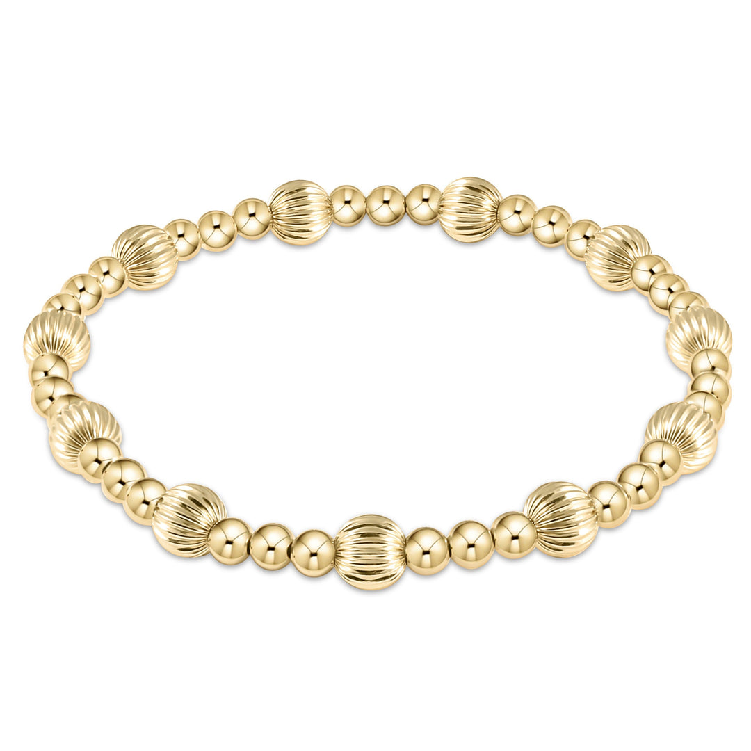 E Newton Dignity Sincerity Pattern 6mm Bead Bracelet Gold