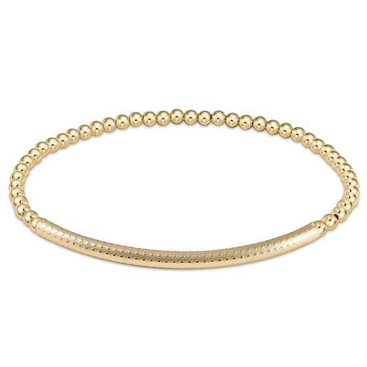 E Newton Bliss Bar Gold Pattern 3MM Bead Bracelet Gold