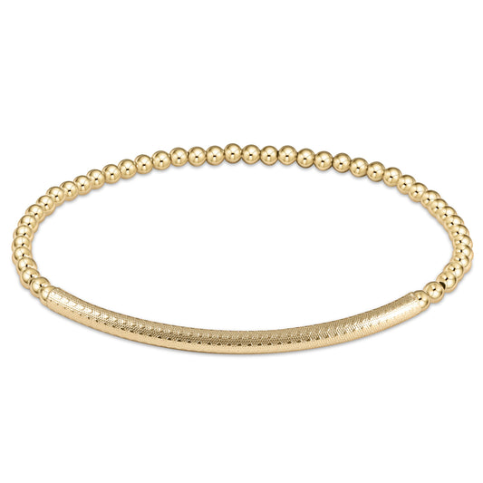E Newton Classic Gold 3mm Bead Bracelet Bliss Bar Texture