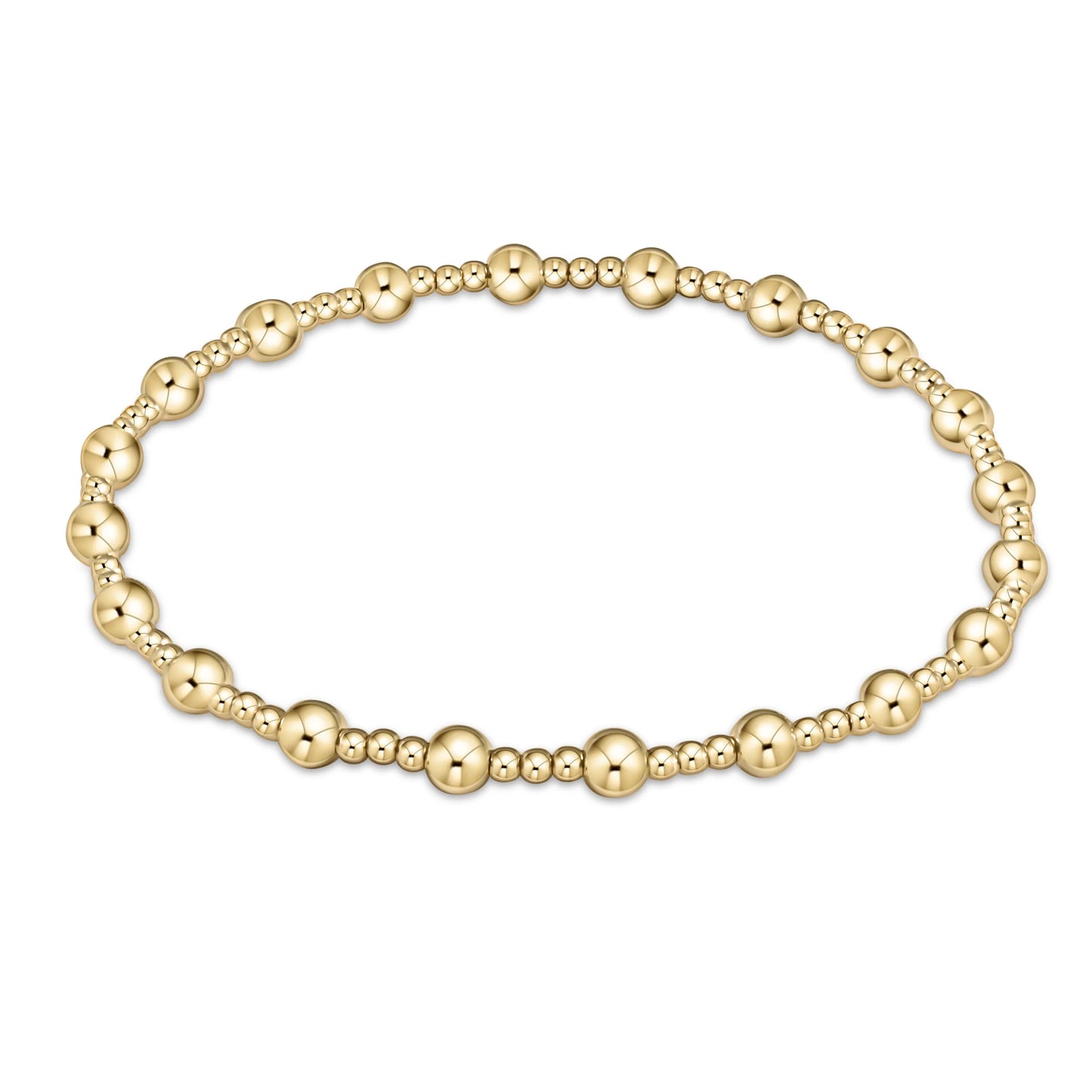 E Newton Classic Sincerity Pattern 4MM Bead Bracelet Gold