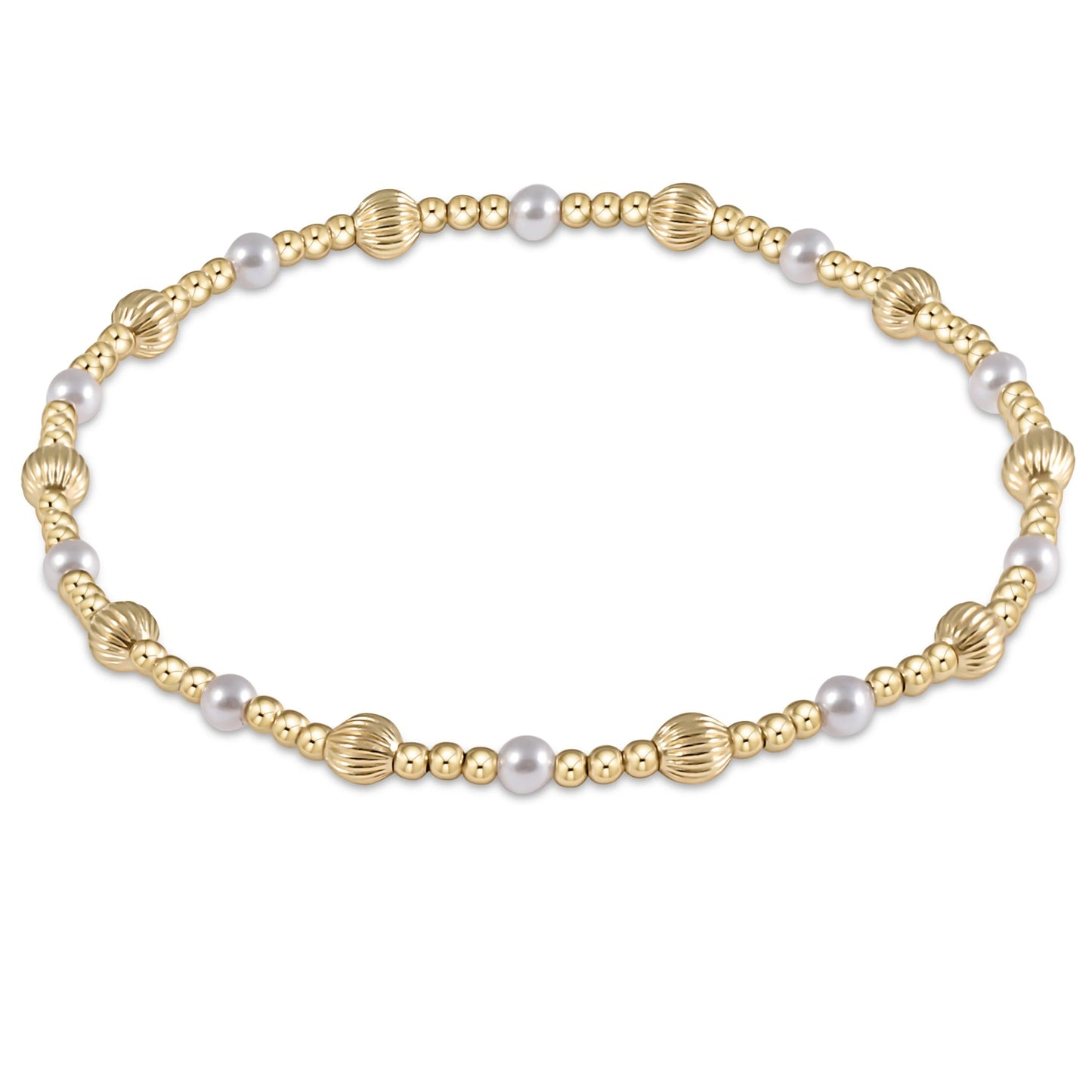 E Newton Dignity Sincerity Pattern 4mm Bead Bracelet Pearl