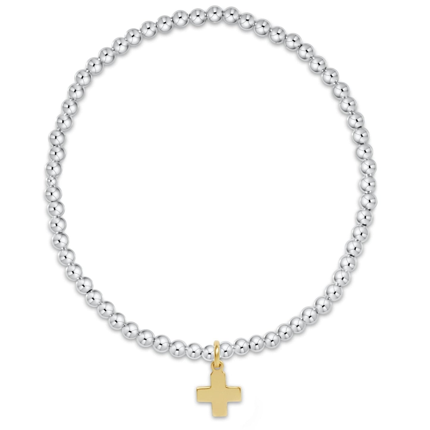 E Newton Extends Signature Silver Bead  3mm Cross