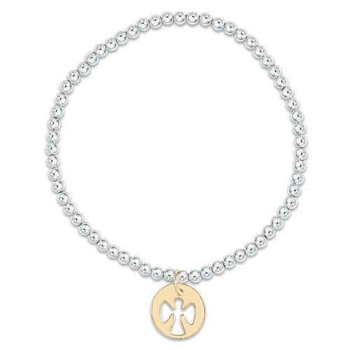E Newton Extends Classic Gold 3MM Bead Bracelet Guardian Angel Cold Disc