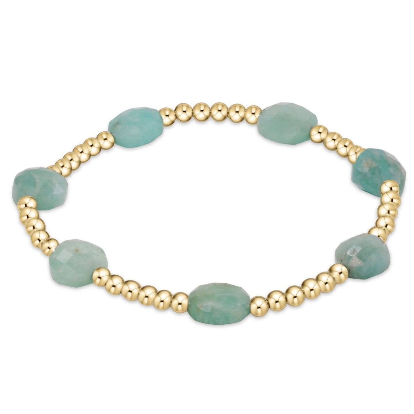 E Newton Admire Gold 3MM Bead Bracelet Amazonite