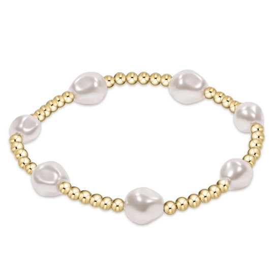 E Newton Admire Gold 3mm Bead Bracelet Pearl