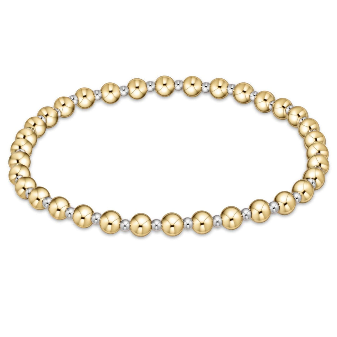 E Newton Extends Classic Grateful Pattern 4MM Bead Bracelet Mixed Metal