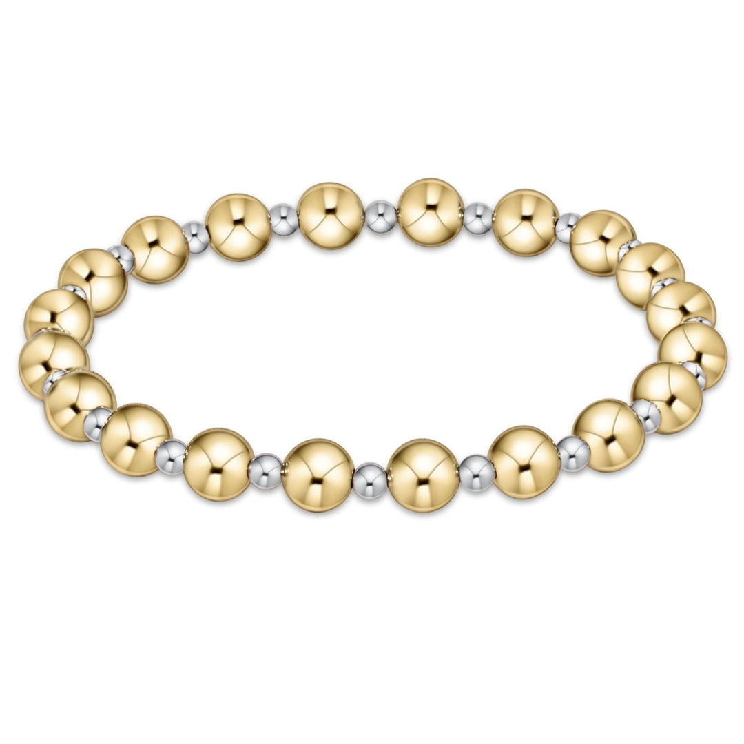 E Newton Extends Classic Grateful Pattern 6MM Bead Bracelet Mixed Metal