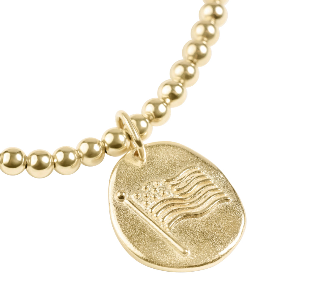 E Newton Gold 3mm Bracelet with Inspire America Gold Disc Charm