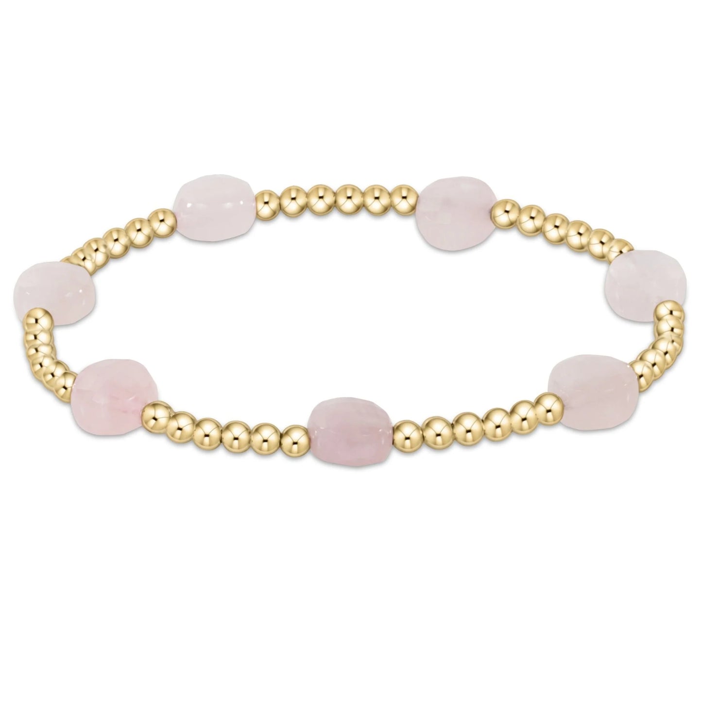 E Newton Admire Gold 3mm Bead Bracelet Pink Opal