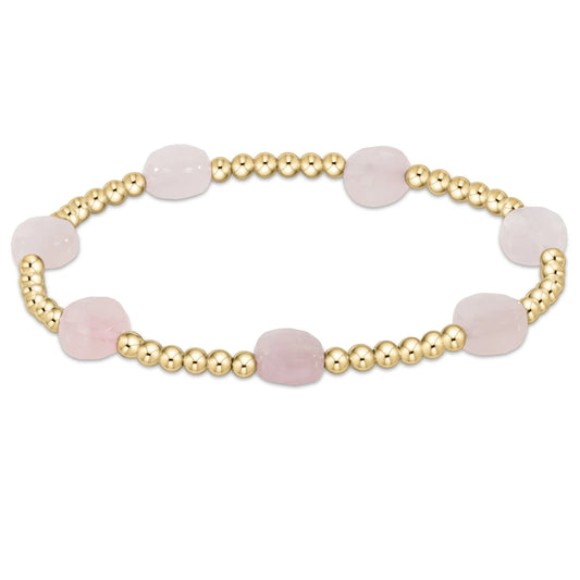 E Newton Admire Gold 3mm Bead Bracelet Pink Opal