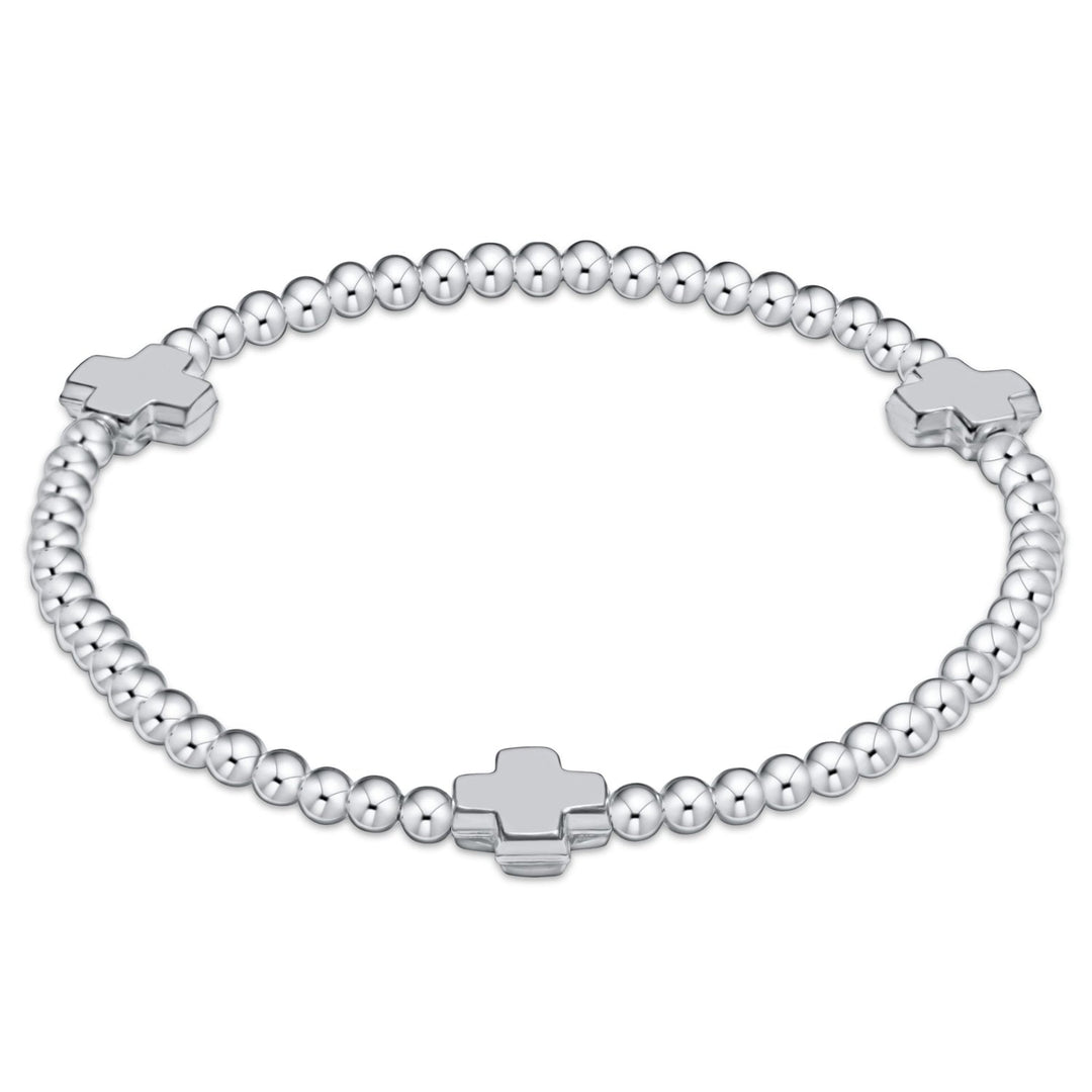 E Newton Signature Cross Sterling Pattern 3mm Bead Sterling
