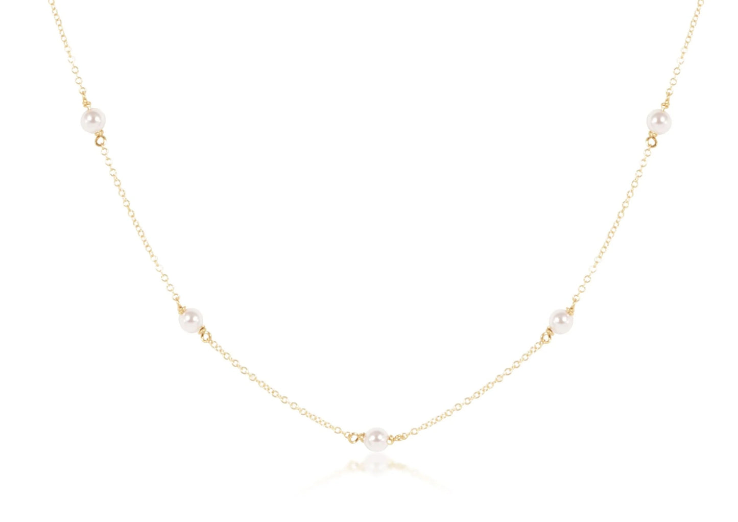 E Newton Choker Simplicity Chain Gold 4MM Pearl 17"