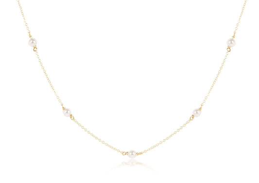 E Newton Choker Simplicity Chain Gold 4MM Pearl 17"