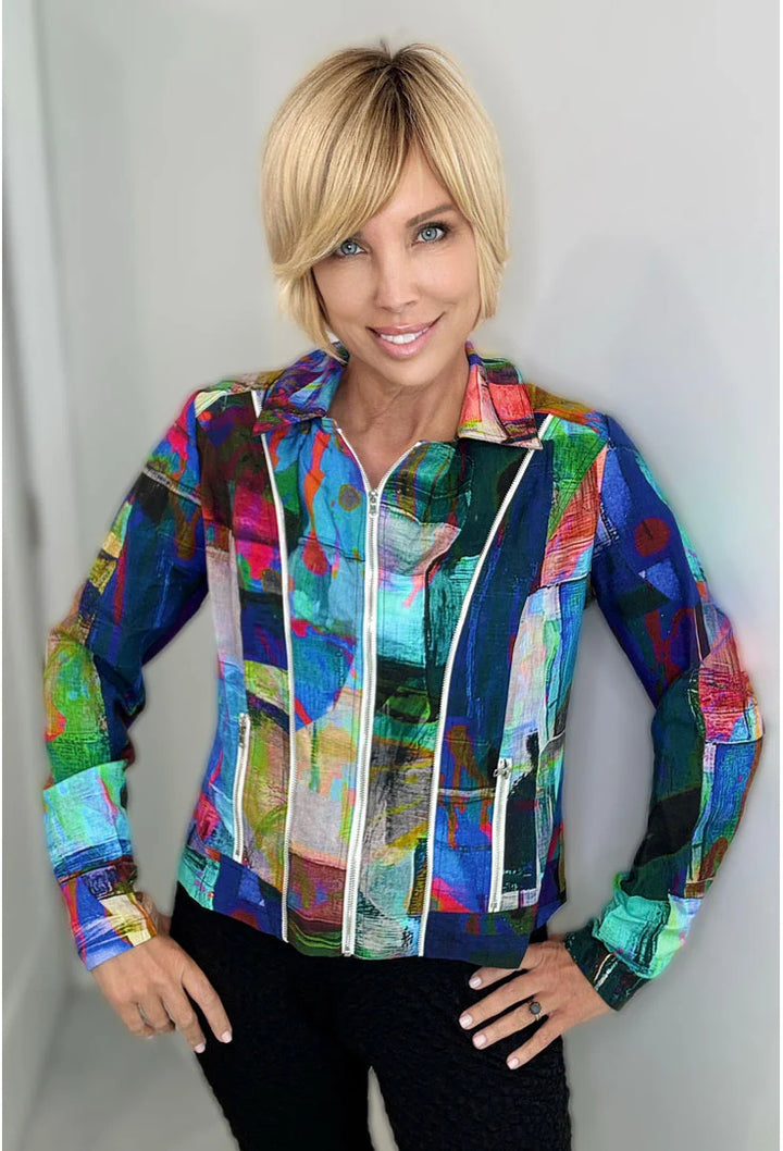 Ethyl Print Zipper Jacket