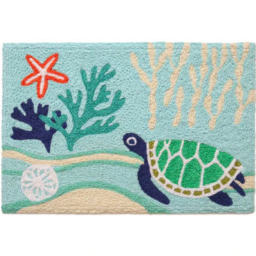 Rug Sea Turtle, Starfish and Coral