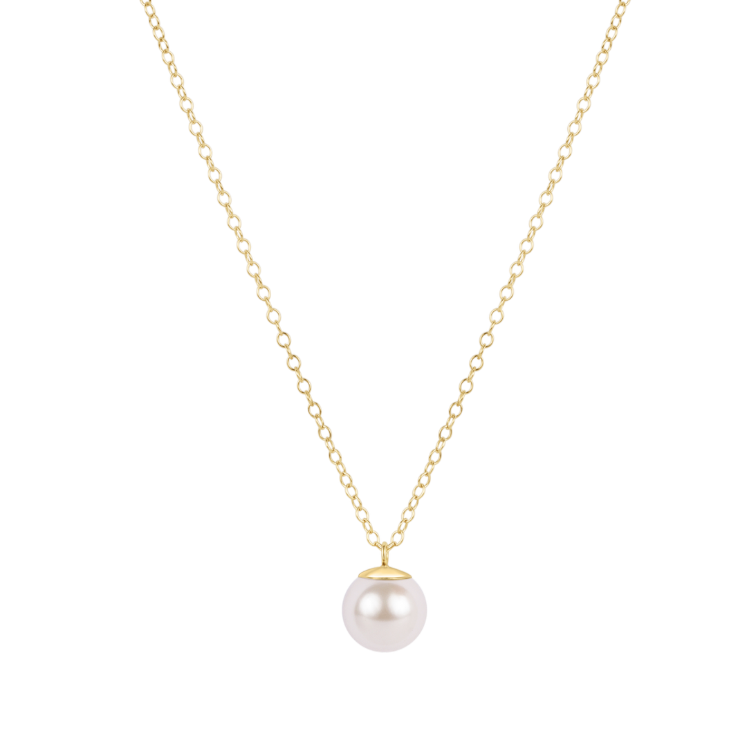 16" Necklace Gold Classic Pearl 8mm Charm