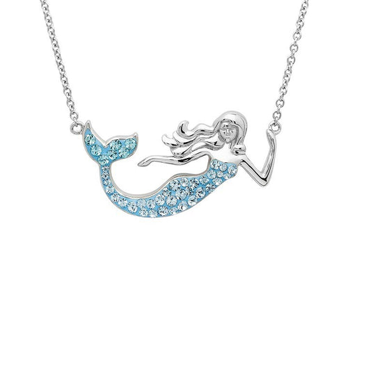 Sterling Silver Swarovski Aqua Mermaid Necklace