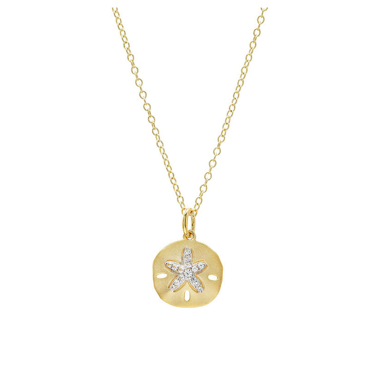 14KT Gold Vermeil White Sapphire Sand Dollar Necklace