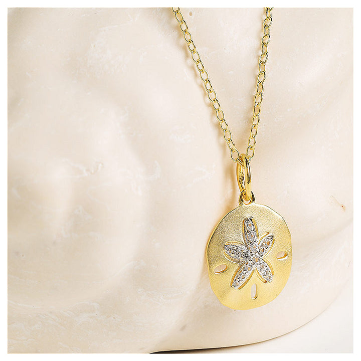 14KT Gold Vermeil White Sapphire Sand Dollar Necklace