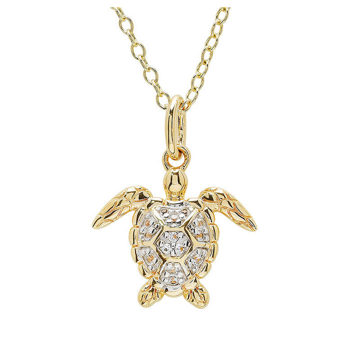 14KT Gold Vermeil White Sapphire Turtle Necklace