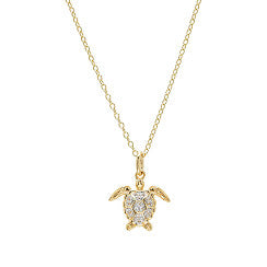 14KT Gold Vermeil White Sapphire Turtle Necklace