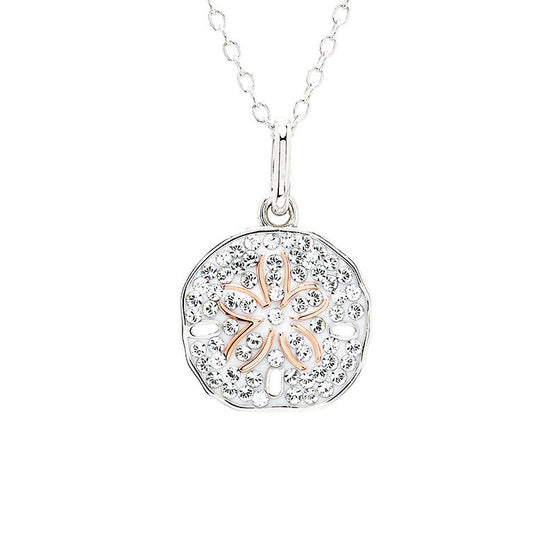 Sterling Silver White Crystal Sand Dollar Mini Necklace